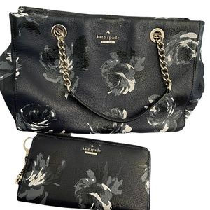 Kate Spade Night Rose handbag purse and wallet